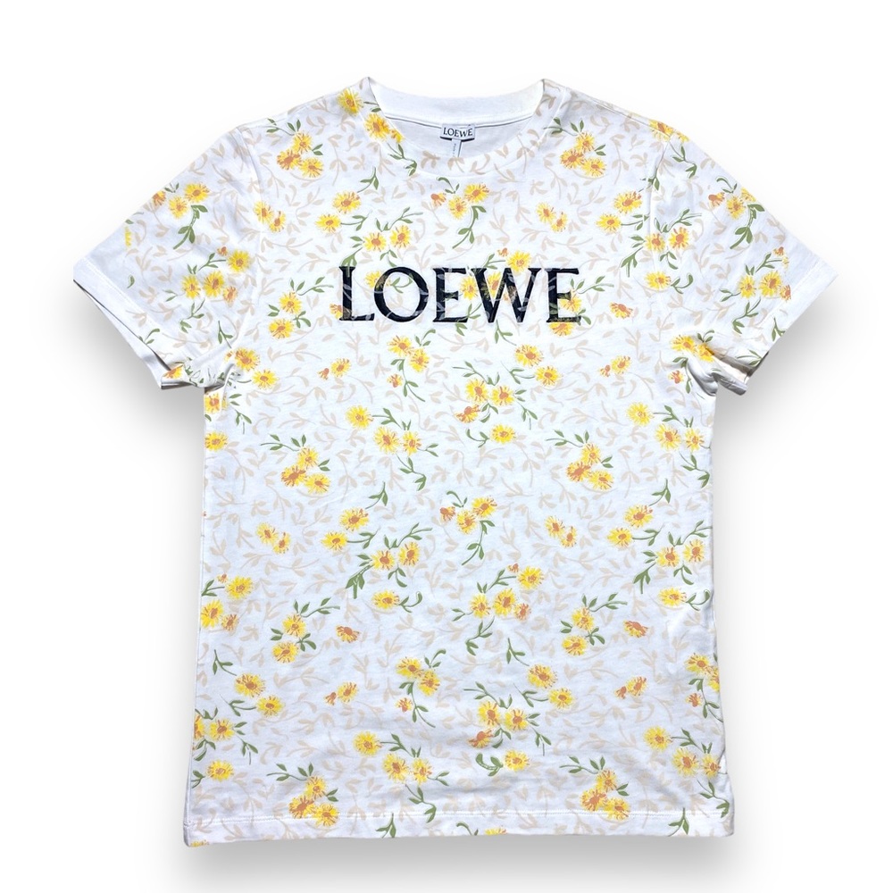 Loewe White and Yellow Floral Short Sleeve Tee